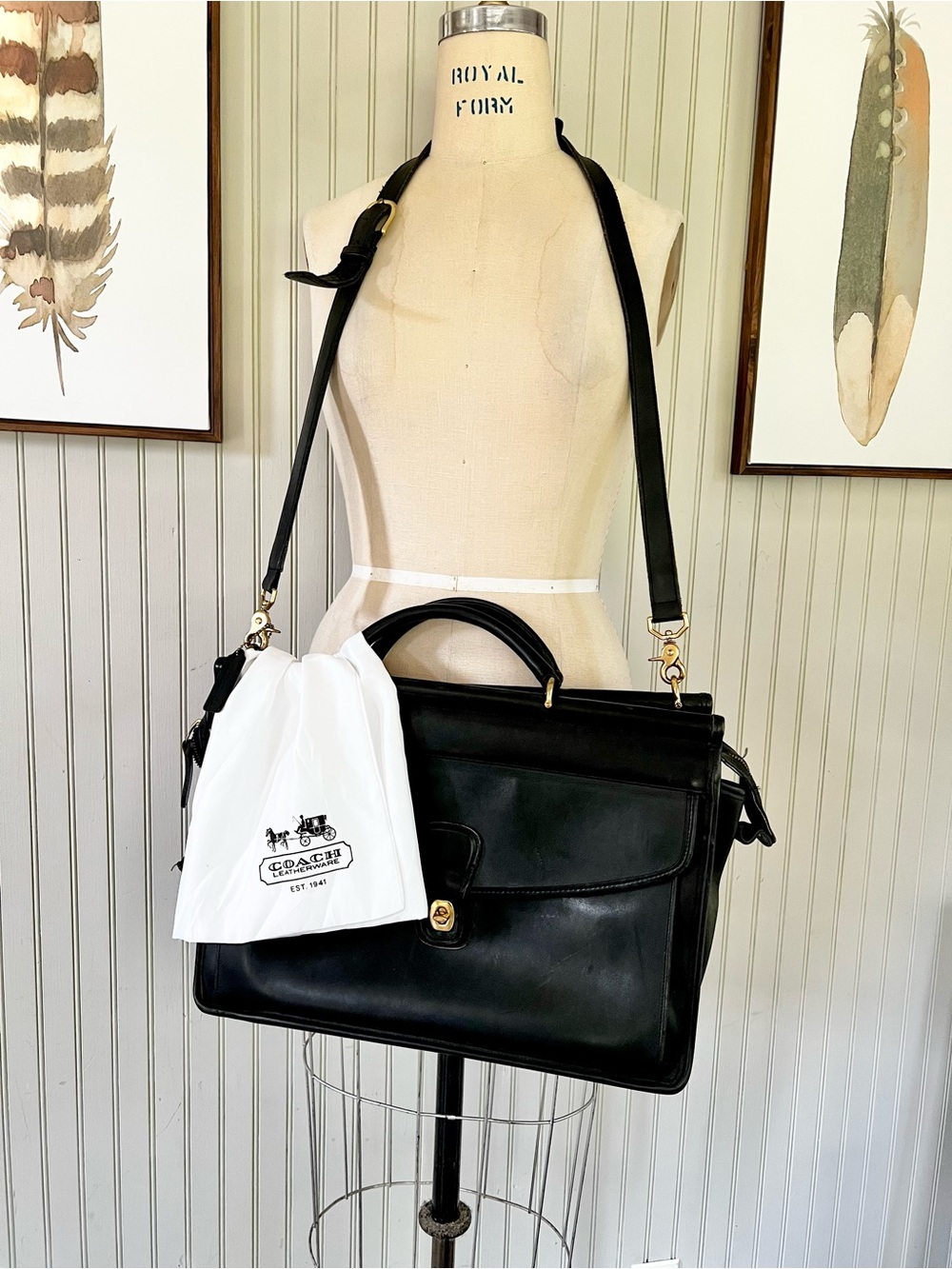 Coach Lenox Vintage 90’s Black Leather Briefcase Unisex Bag Tote